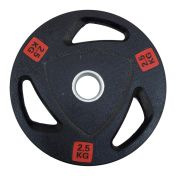 Диск за щанга MAXIMA, 2.5 кг, За лостове Ф25-28 мм, Гумиран, С метален пръстен и дръжки /310559/