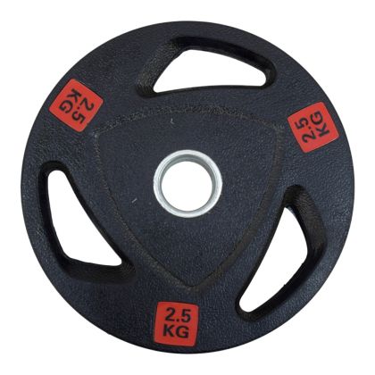 Диск за щанга MAXIMA, 2.5 кг, За лостове Ф25-28 мм, Гумиран, С метален пръстен и дръжки /310559/