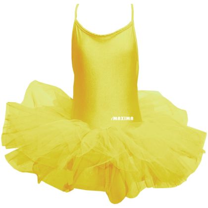 Детско танцувално (балетно) трико MAXIMA, С връзки и туту поличка, Жълто, Размер XL /40043506/
