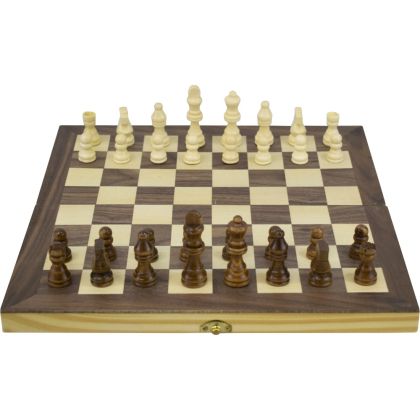 Шах, дама и табла 3 в 1 MAXIMA, Фурнир с интарзия, 34 см, Фигури 3 - 7 см /270768/