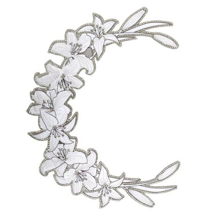 Garment decoration white lily with stones /490903/