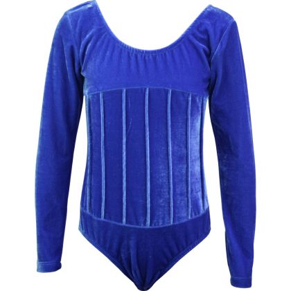 Children's velvet leotard MAXIMA, Blue, height 150 cm /40044112/
