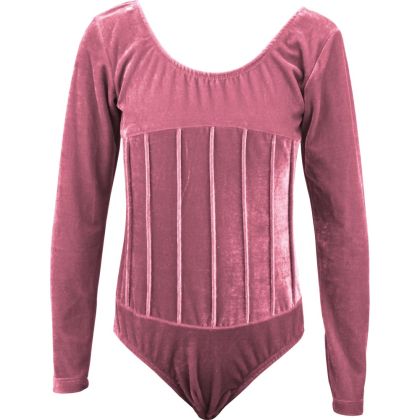 Children's velvet leotard MAXIMA, Pink, height 120 cm /40044105/
