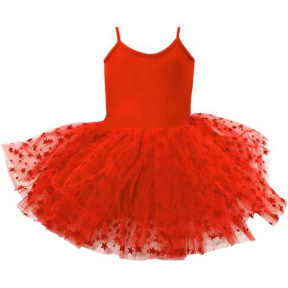 Children's dance (ballet) leotard MAXIMA with ties and tutu skirt, Red, size XL /40043601/