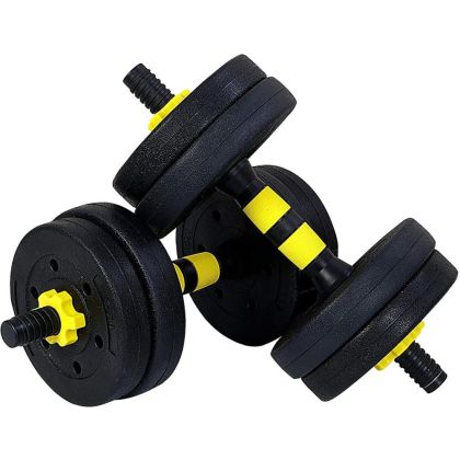 Dumbbells set MAXIMA 2x5 kg, 2-in-1 with connecting bar /310526/