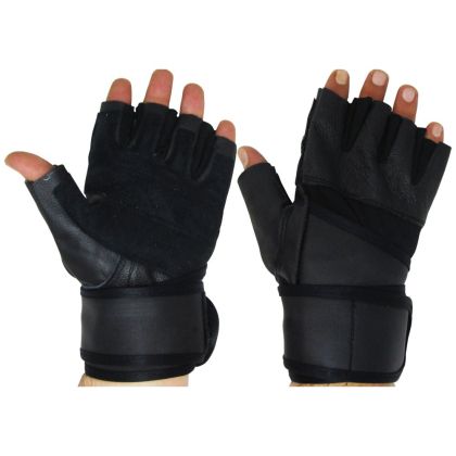 Fitness and weightlifting gloves MAXIMA, genuine leather /400521/
