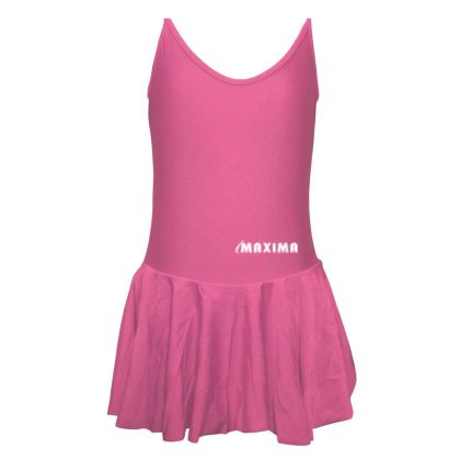 Children's dance (ballet) leotard MAXIMA with thin straps and skirt, Pink, size XL /40042609/