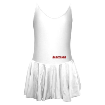 Children's dance (ballet) leotard MAXIMA with thin straps and skirt, White, size XL /40042601/