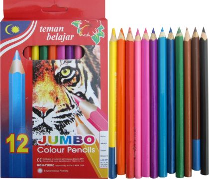 Colored pencils, 12 colors 17 cm length, jumbo /120044/