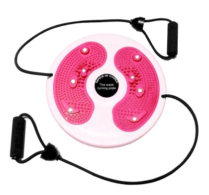 Rotating disc MAXIMA, 28 cm, with elastic bands, White with Pink /31020402/