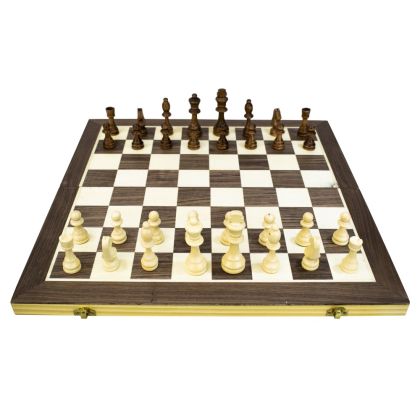 Шах, дама и табла 3 в 1 MAXIMA, Фурнир с интарзия, 49.5х49 см, Фигури 5 - 9 см /270771/