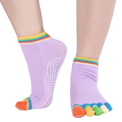 Yoga socks MAXIMA, with colorful toes, Light Purple /40073003/