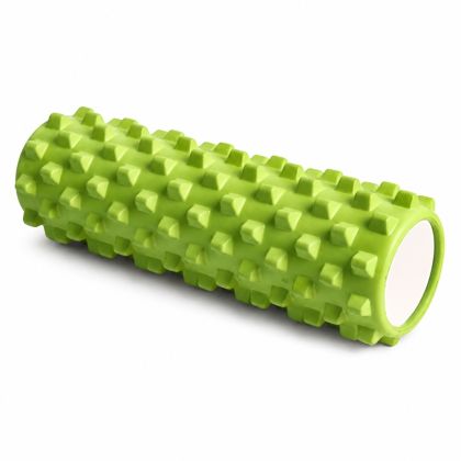 Foam roller for Pilates and yoga MAXIMA, 45 x 12 cm, with massage grooves, Green /30004601N/