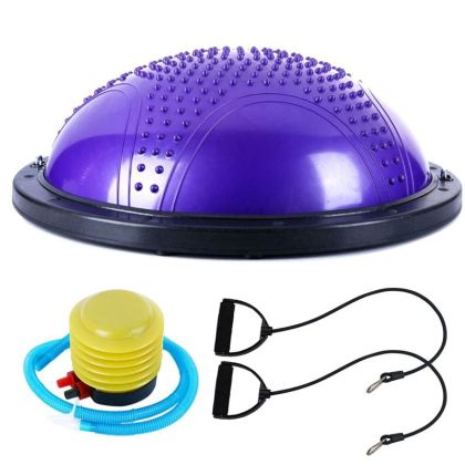 Полутопка за баланс BOSU BALL, 58.5 см, С твърда основа и ластици, Лилав /31067101/