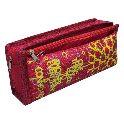 Ученически несесер с 2 основни отделения и 1 джоб TIPTOP, 21х9х6 см, Червен с жълт /15075106/