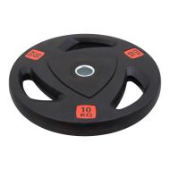 Диск за щанга MAXIMA, 10 кг, За лостове Ф25-28 мм, Гумиран, С метален пръстен и дръжки /310563/
