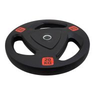 Диск за щанга MAXIMA, 20 кг, За лостове Ф25-28 мм, Гумиран, С метален пръстен и дръжки /310565/