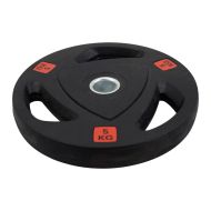 Диск за щанга MAXIMA, 5 кг, За лостове Ф25-28 мм, Гумиран, С метален пръстен и дръжки /310561/