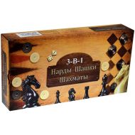Шах, дама и табла 3 в 1 MAXIMA, Фурнир с интарзия, 34 см, Фигури 3 - 7 см /270768/