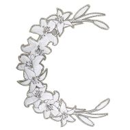 Garment decoration white lily with stones /490903/