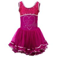 Children's dance (ballet) leotard with wide straps and sequins, Cyclamen, size 2XL /40043203/