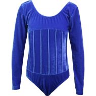 Children's velvet leotard MAXIMA, Blue, height 160 cm /40044113/