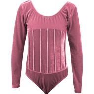 Children's velvet leotard MAXIMA, Pink, height 160 cm /40044109/