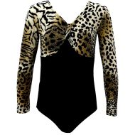 Gymnastics leotard with long sleeves and printed panel, size L /40043302/