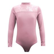 Children's leotard MAXIMA with lace panel, Pink, height 110 cm /40044011/