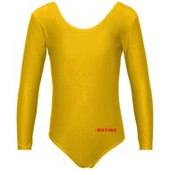 Kids long sleeve leotard MAXIMA, suitable for gymnastics, ballet and dance, Yellow, 6XL /40042012N/