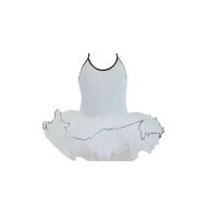 Dance (ballet) leotard MAXIMA with thin straps and tutu skirt, White, size 6XL /40043705/
