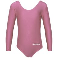 Kids long sleeve leotard MAXIMA, suitable for gymnastics, ballet and dance, Pink, XL /40042025/