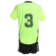 Football kit, numbered - Electric Green, MAXIMA, 2XL, No. 3 on back /40013237/
