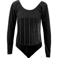 Children's velvet leotard MAXIMA, Black, height 140 cm /40044119/