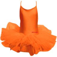 Children's dance (ballet) leotard MAXIMA with ties and tutu skirt, Orange, size XL /40043547/