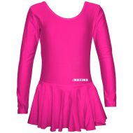 Long sleeve leotard MAXIMA with skirt for children, suitable for gymnastics, ballet and dance, Cyclamen, size XL /40042143/