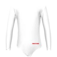 Kids long sleeve leotard MAXIMA, suitable for gymnastics, ballet and dance, White, 6XL /40042012/