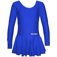 Long sleeve leotard MAXIMA with skirt for children, suitable for gymnastics, ballet and dance, Blue, size 4XL /40042140/