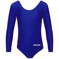 Kids long sleeve leotard MAXIMA, suitable for gymnastics, ballet and dance, Blue, 4XL /40042040/