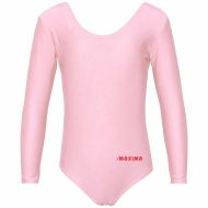 Kids long sleeve leotard MAXIMA, suitable for gymnastics, ballet and dance, Pink, XL /40042025/