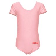 Children's short-sleeve leotard MAXIMA, suitable for gymnastics, ballet and dance, Pink, size 6XL /40042412/