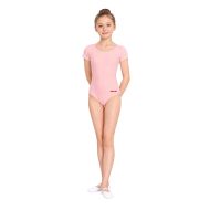 Children's short-sleeve leotard MAXIMA, suitable for gymnastics, ballet and dance, Pink, size 6XL /40042412/